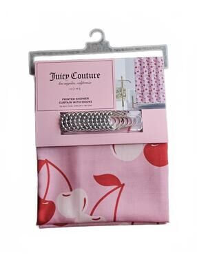 Juicy Couture Cherry Shower Curtain Pink Coquette Bathroom 70x72 NWT
